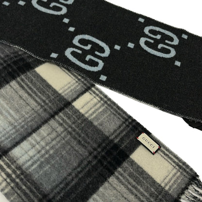 Gucci Shawl Black Dark Gray Light Blue Wool Scarf — view 4