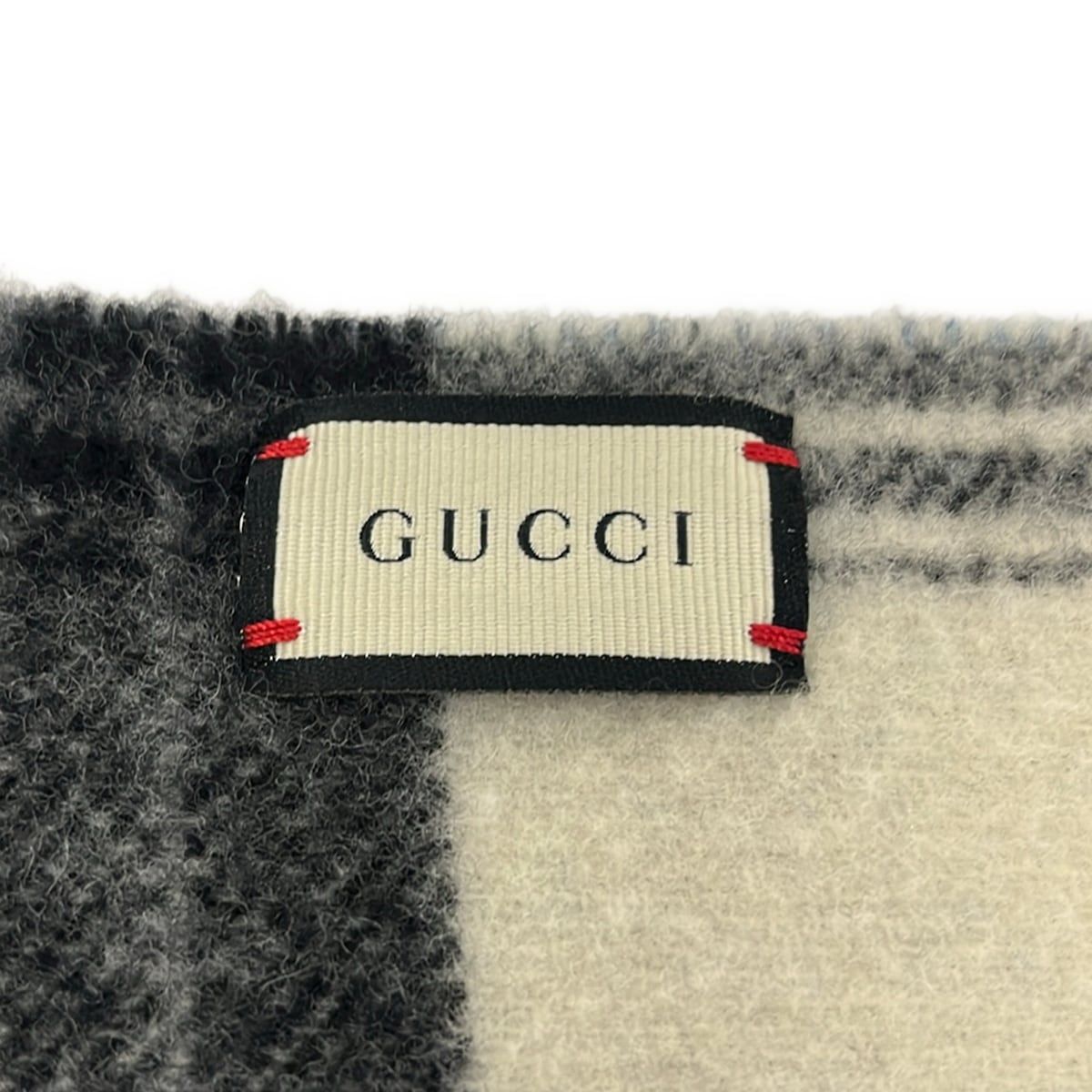 Gucci Shawl Black Dark Gray Light Blue Wool Scarf — view 2
