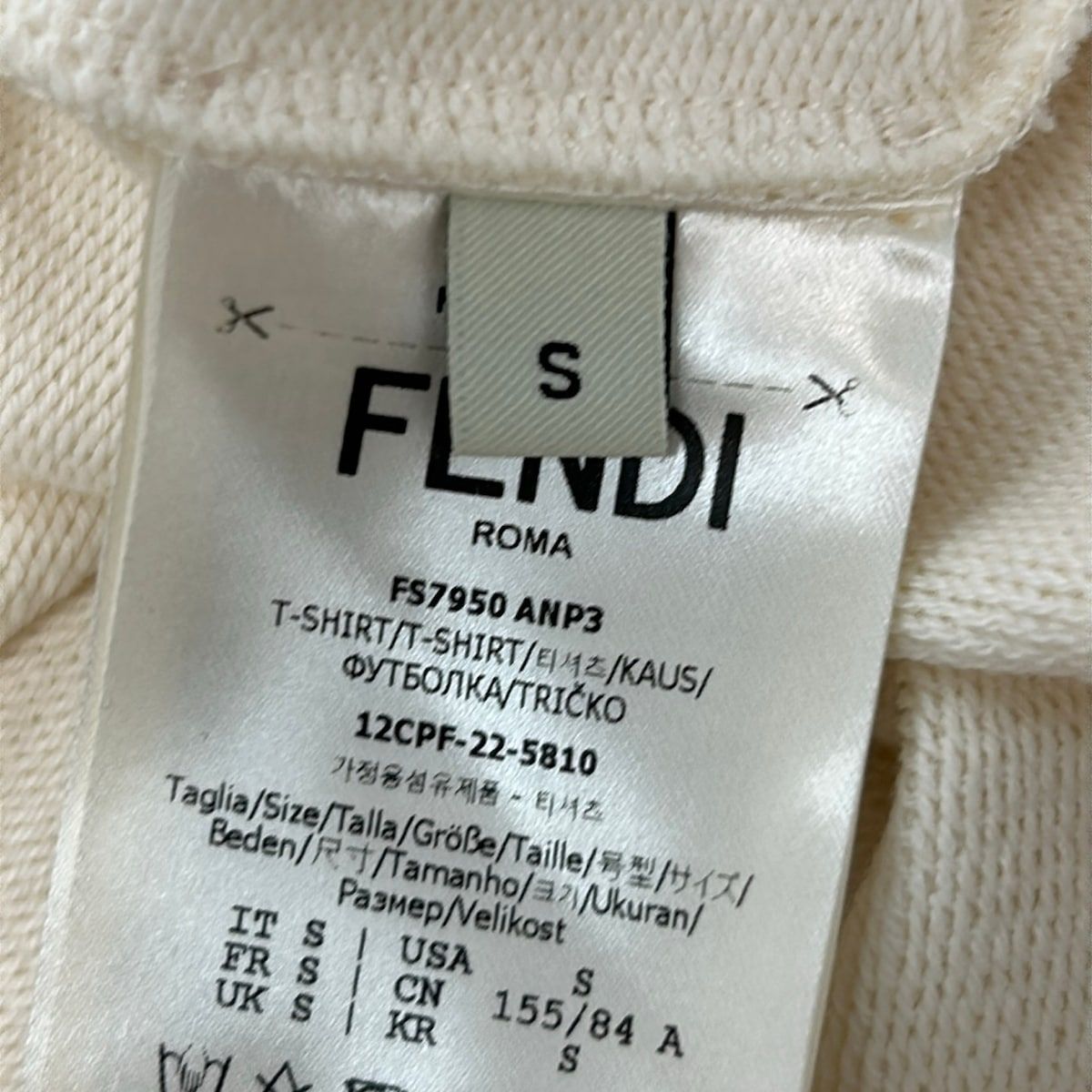 Fendi Short Sleeve Top Ivory Pink Blue Gray Jersey Embroidery Logo — view 5