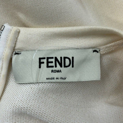 Fendi Short Sleeve Top Ivory Pink Blue Gray Jersey Embroidery Logo — view 3