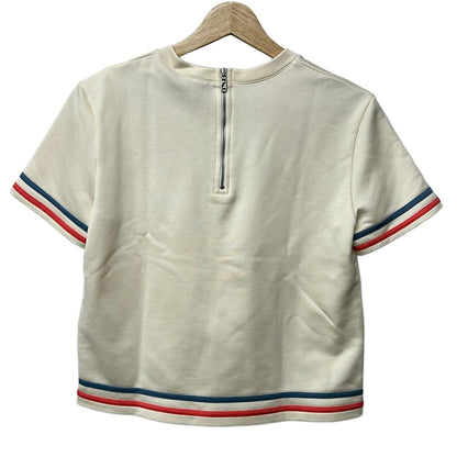 Fendi Short Sleeve Top Ivory Pink Blue Gray Jersey Embroidery Logo — view 2