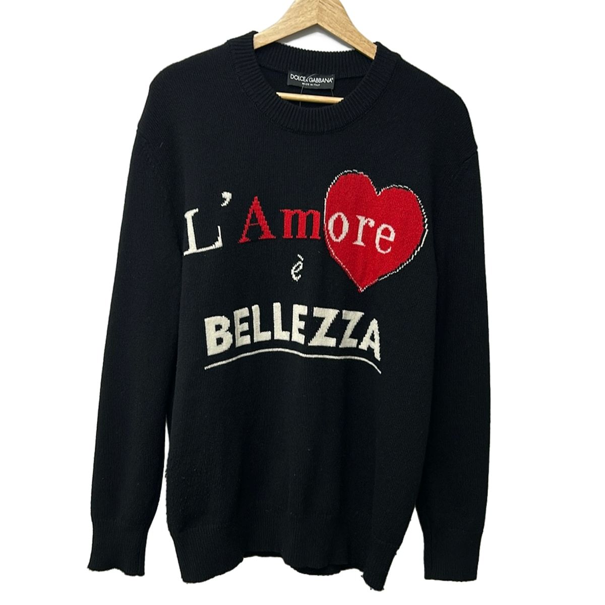 Dolce & Gabbana Long Sleeve Sweater 38 Black Red White Crew