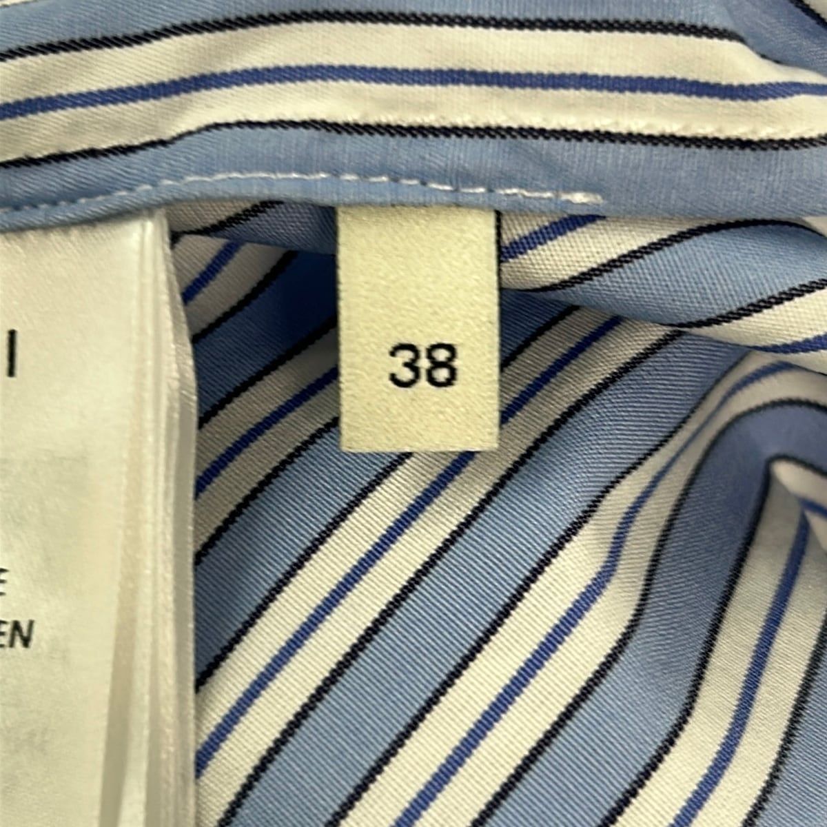 Gucci Long Sleeve Shirt Blouse 38 Light Blue White Striped Sequin Collar — view 6
