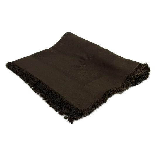 Louis Vuitton Shawl Monogram Dark Brown Wool Silk Scarf