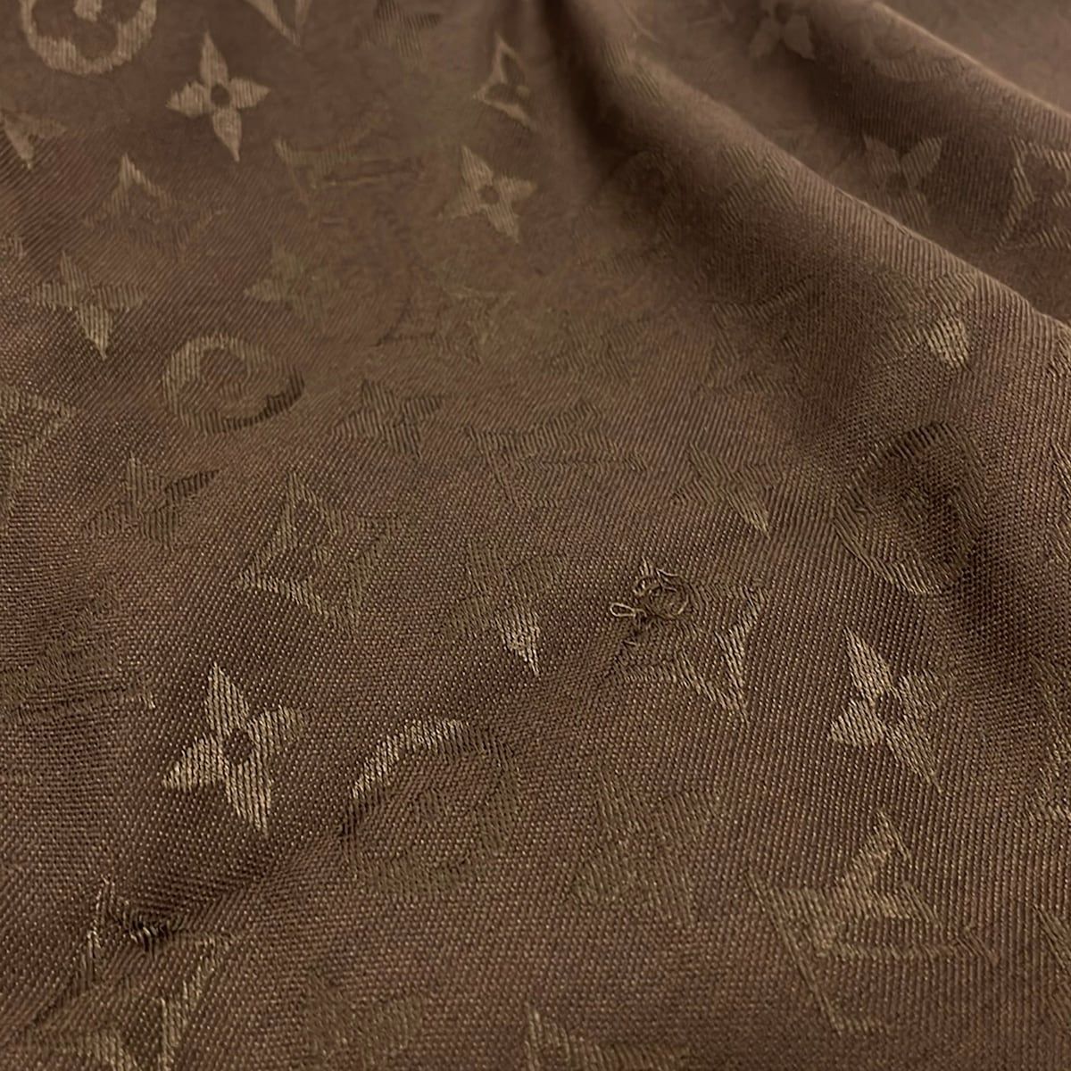 Louis Vuitton Shawl Monogram Dark Brown Wool Silk Scarf — view 7