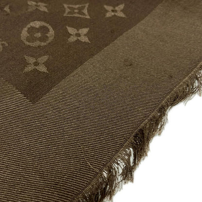 Louis Vuitton Shawl Monogram Dark Brown Wool Silk Scarf — view 5