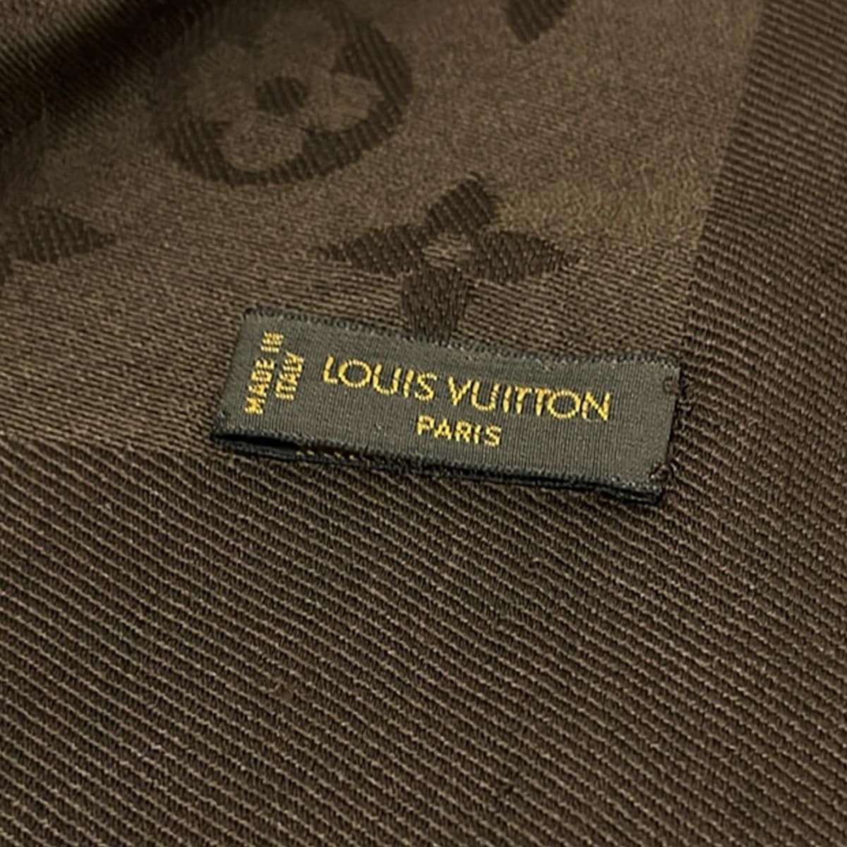 Louis Vuitton Shawl Monogram Dark Brown Wool Silk Scarf — view 2