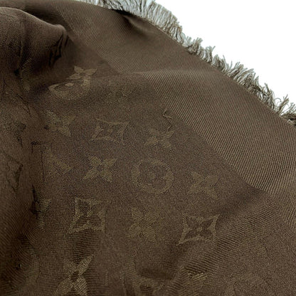 Louis Vuitton Shawl Monogram Dark Brown Wool Silk Scarf — view 6