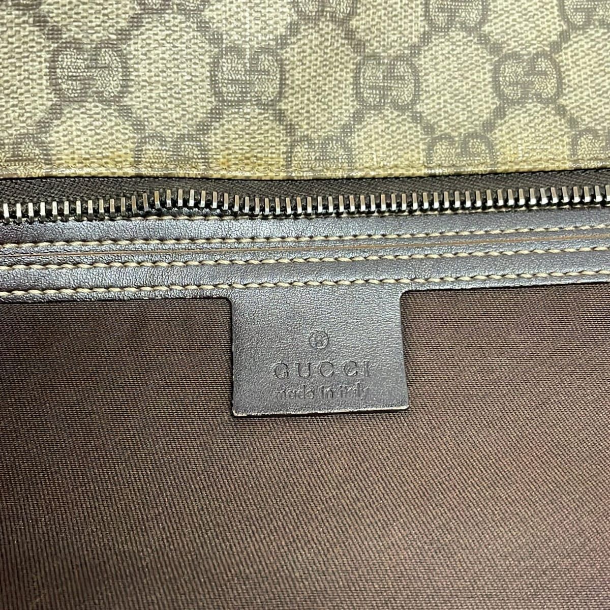 Gucci Tote GG Plus Supreme Beige Dark Brown Leather — view 8
