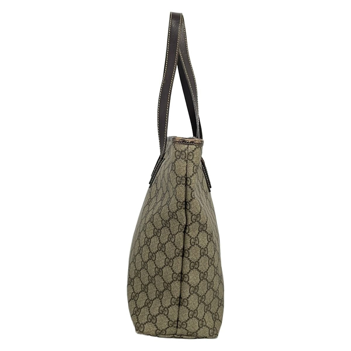 Gucci Tote GG Plus Supreme Beige Dark Brown Leather — view 4