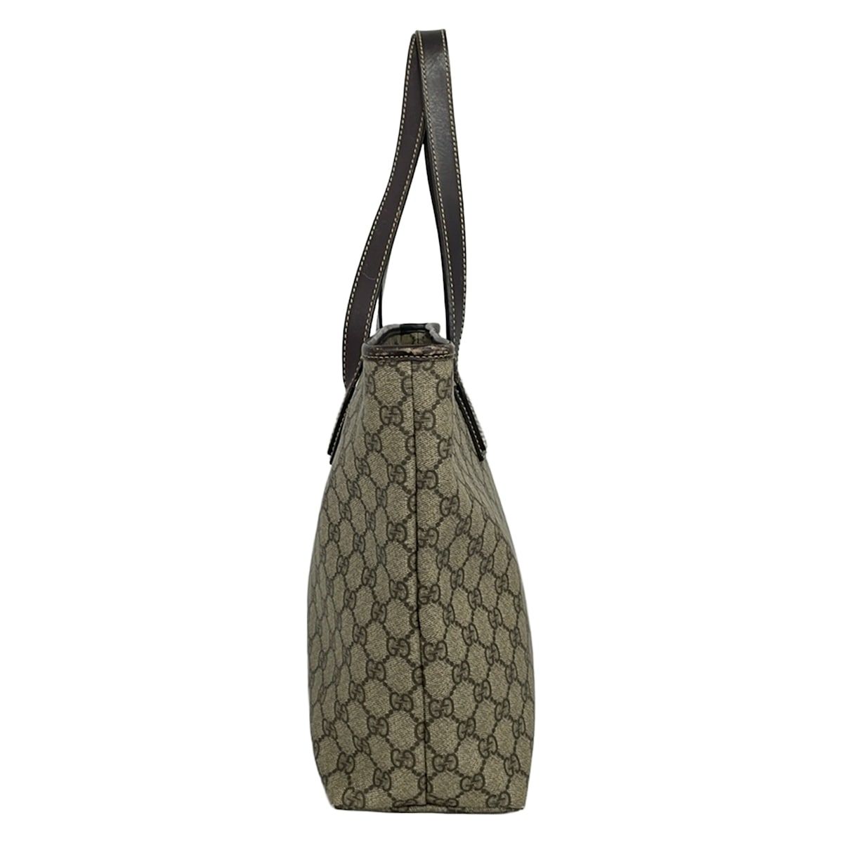 Gucci Tote GG Plus Supreme Beige Dark Brown Leather — view 2