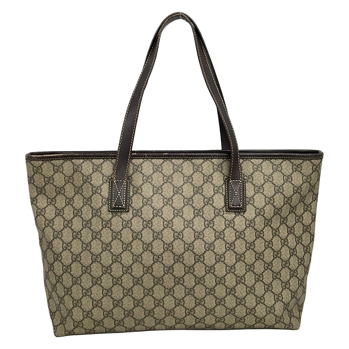 Gucci Tote GG Plus Supreme Beige Dark Brown Leather — view 3