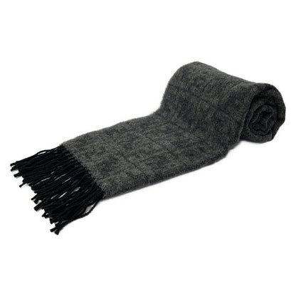 Fendi Shawl Dark Gray Black Zucca Pattern Wool Scarf