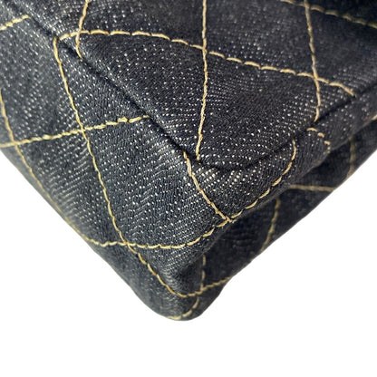 Chanel Shoulder Bag Quilted Navy Chain Gold Flap Turnlock — view 7