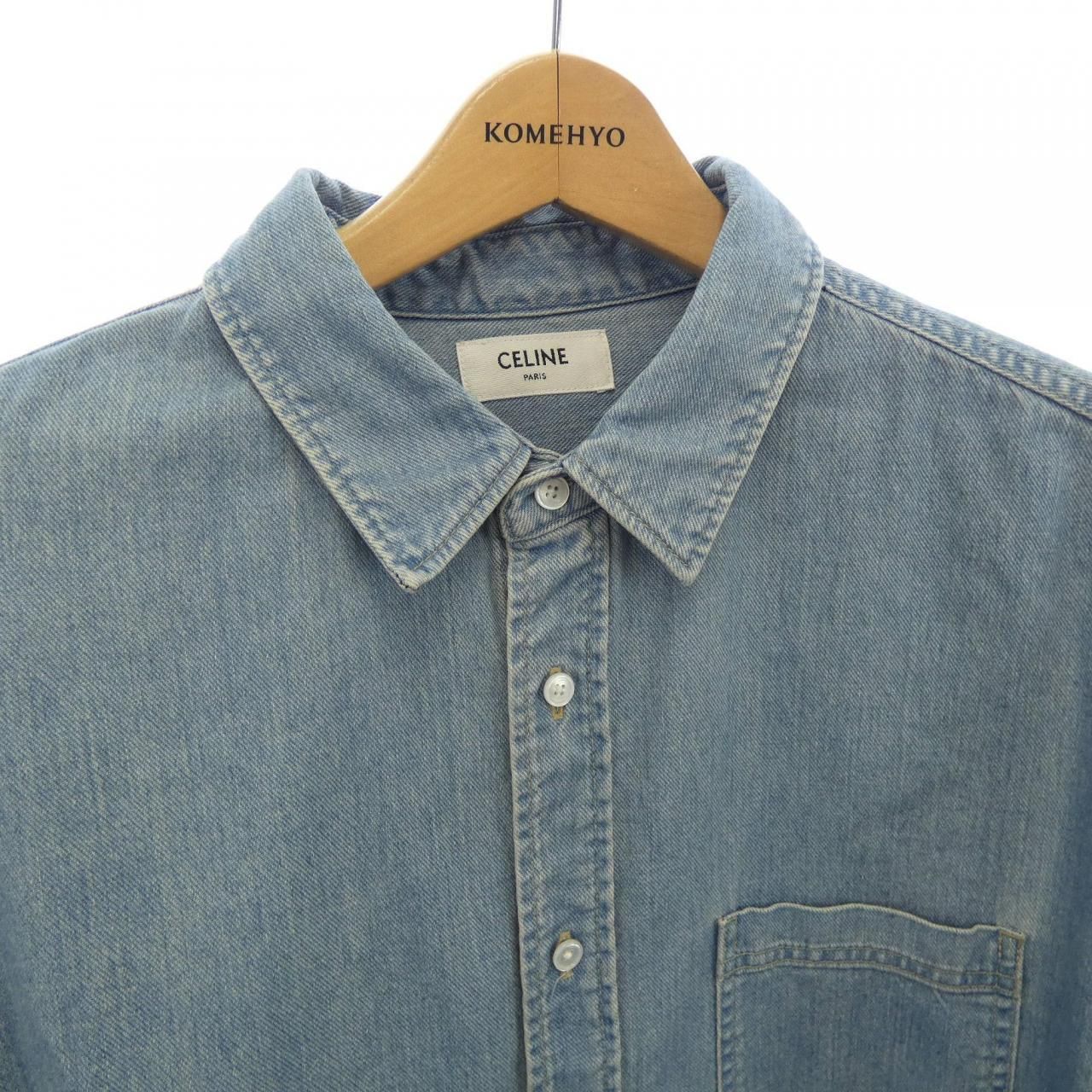 Celine Oversize Shirt Vintage Stone Indigo Denim — view 5