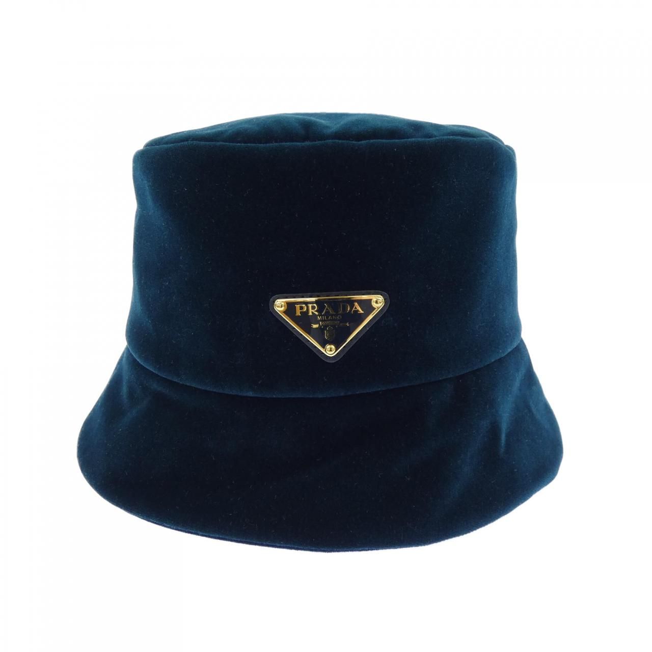Prada Triangle Logo Velvet Bucket Hat — view 2