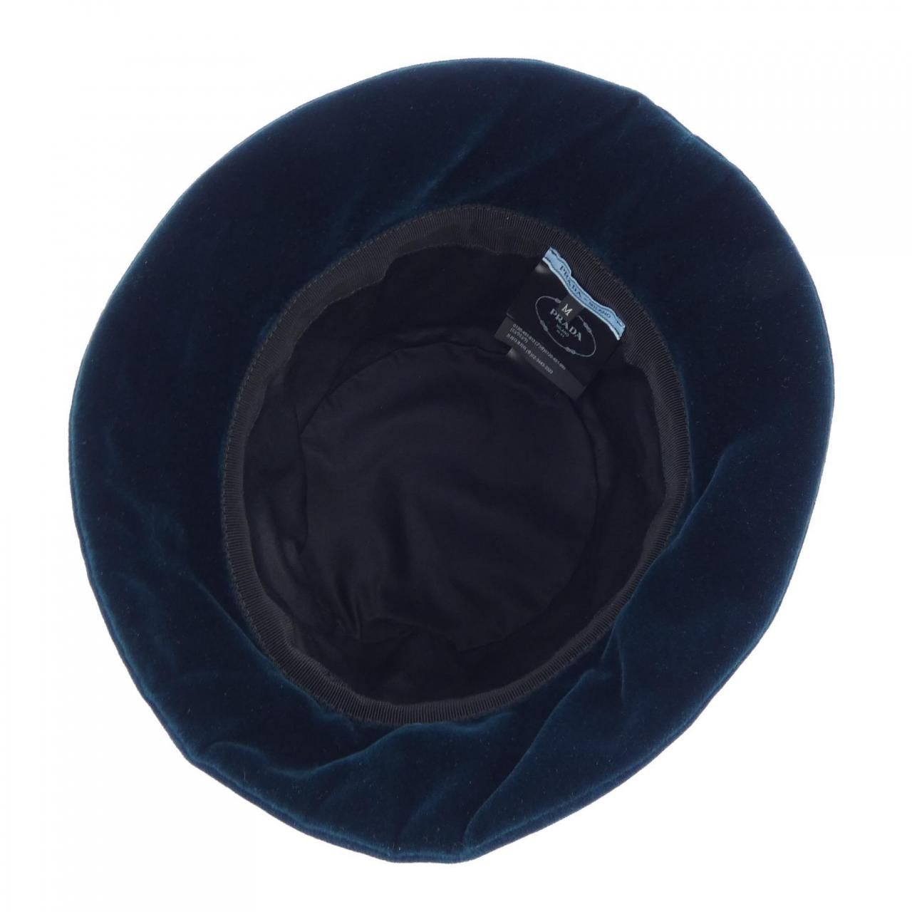 Prada Triangle Logo Velvet Bucket Hat — view 5