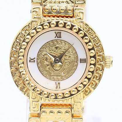 Versace Medusa Coin Watch Quartz Gold White Dial