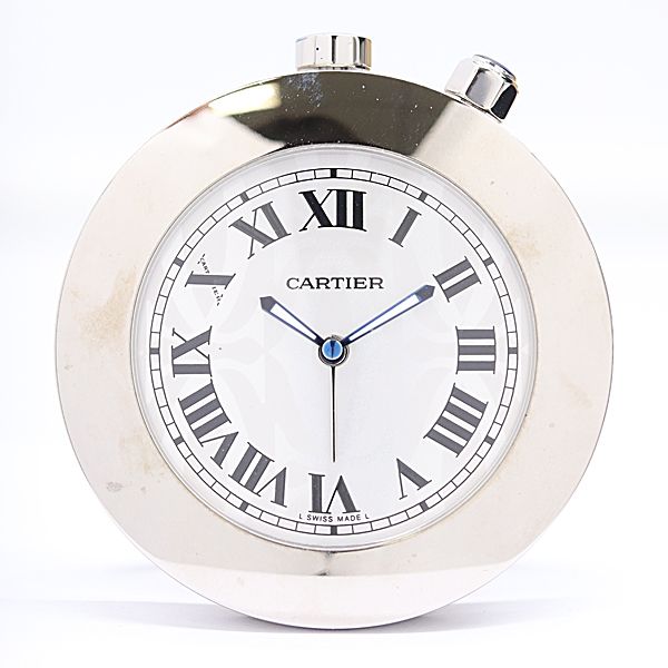 Cartier Travel Clock Quartz Silver Dial Table