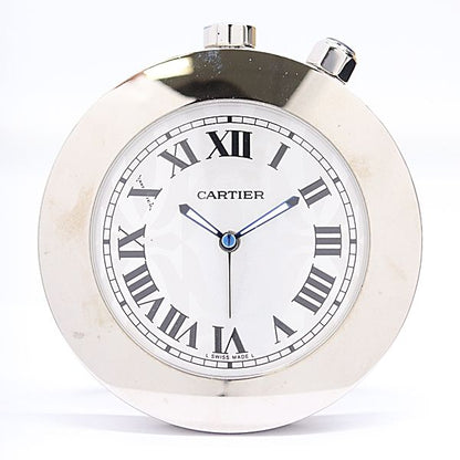 Cartier Travel Clock Quartz Silver Dial Table