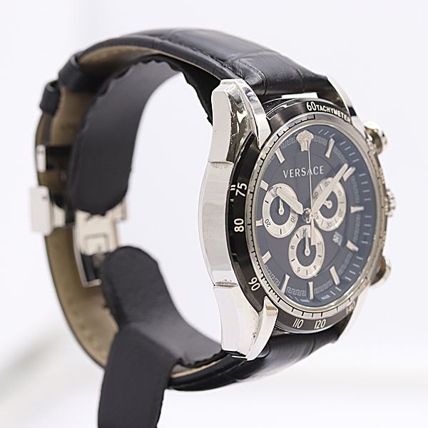 Versace V-ray SS Quartz Chronograph Black Dial Watch — view 2