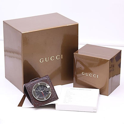 Gucci Box and Paperback Travel Clock 200 SS Quartz Black Dial GG Pattern Table — view 5