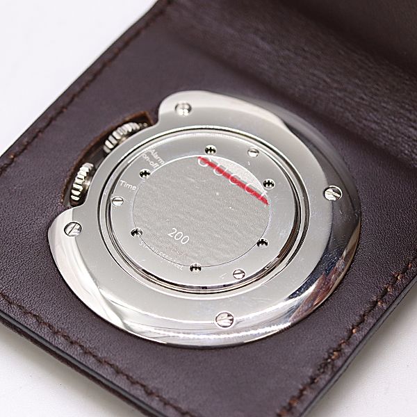 Gucci Box and Paperback Travel Clock 200 SS Quartz Black Dial GG Pattern Table — view 4