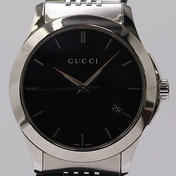 Gucci Timeless 126.4 Date Quartz Black Dial Watch Mtm