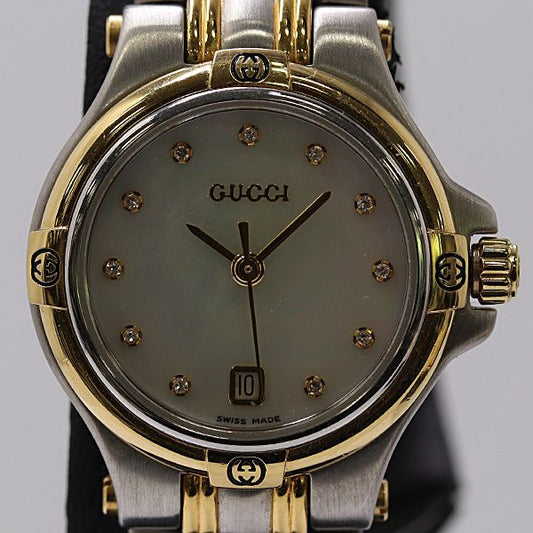 Gucci Date Quartz White Shell Dial Watch Mtm