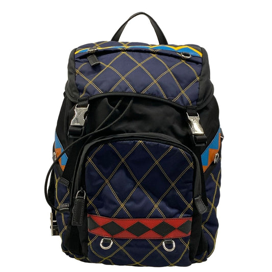 Prada Backpack Black Navy Multi