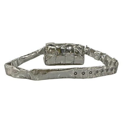 Bottega Veneta Waist Pouch the Padded Tech Cassette Maxi Intrecciato Silver — view 3