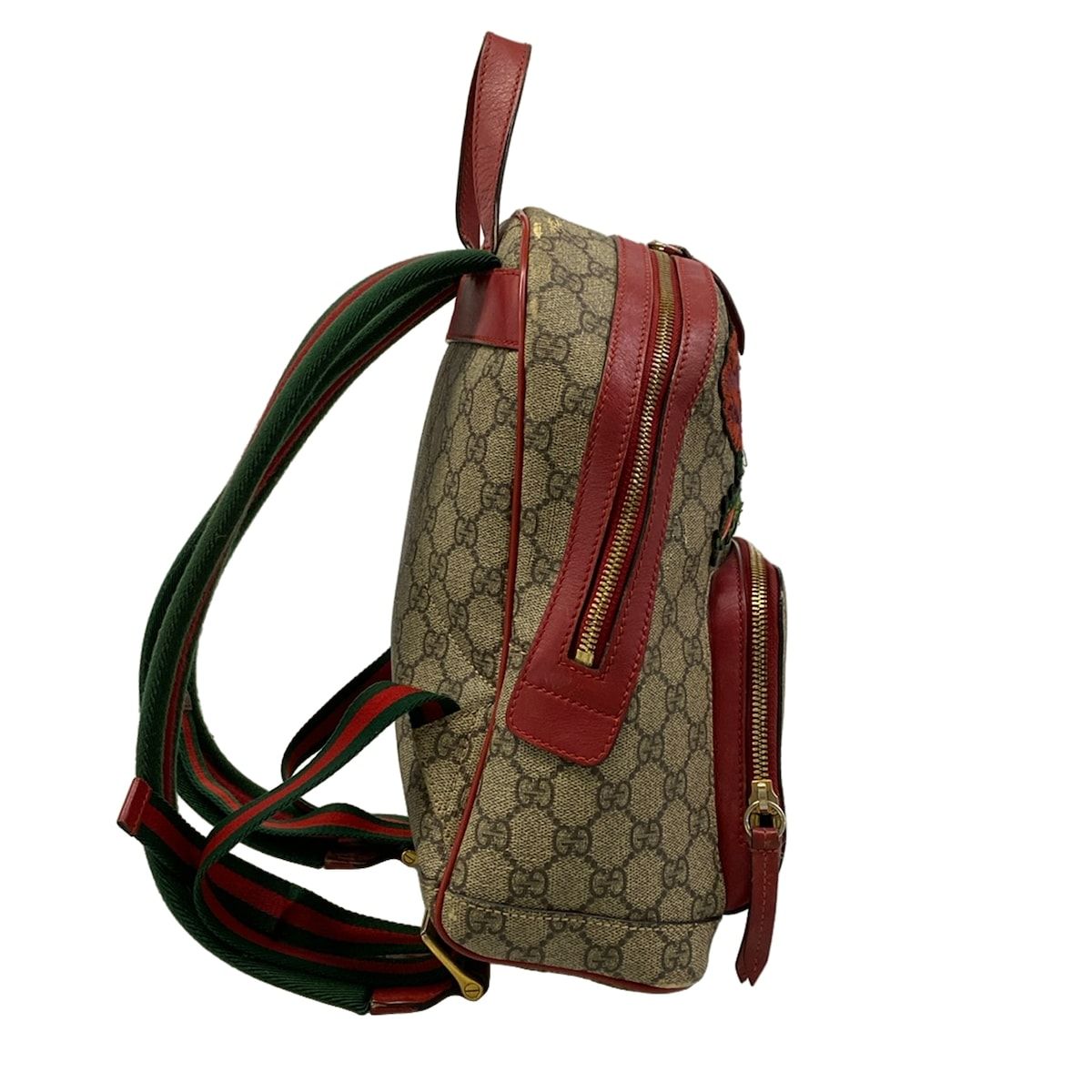 Gucci Backpack GG Supreme Beige Small Red Multi Embroidery Rose China Exclusive — view 2