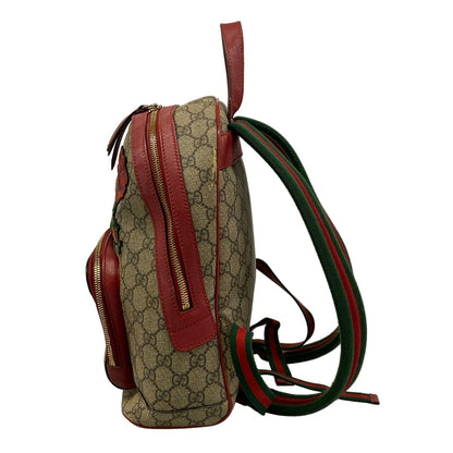 Gucci Backpack GG Supreme Beige Small Red Multi Embroidery Rose China Exclusive — view 4