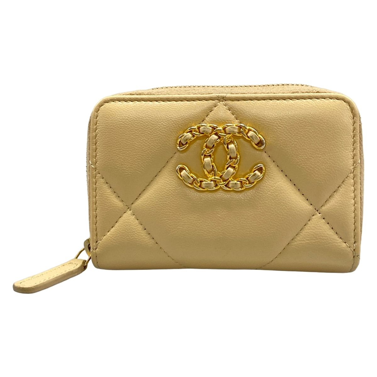 Chanel Coin Case 19 Beige Gold Lambskin
