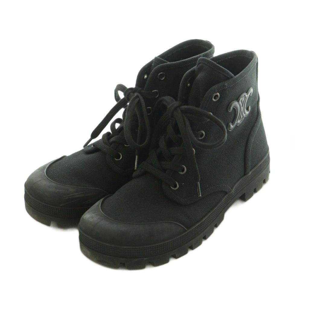 Celine Triomphe Canvas High Cut Sneakers Shoes 39 Black — view 2