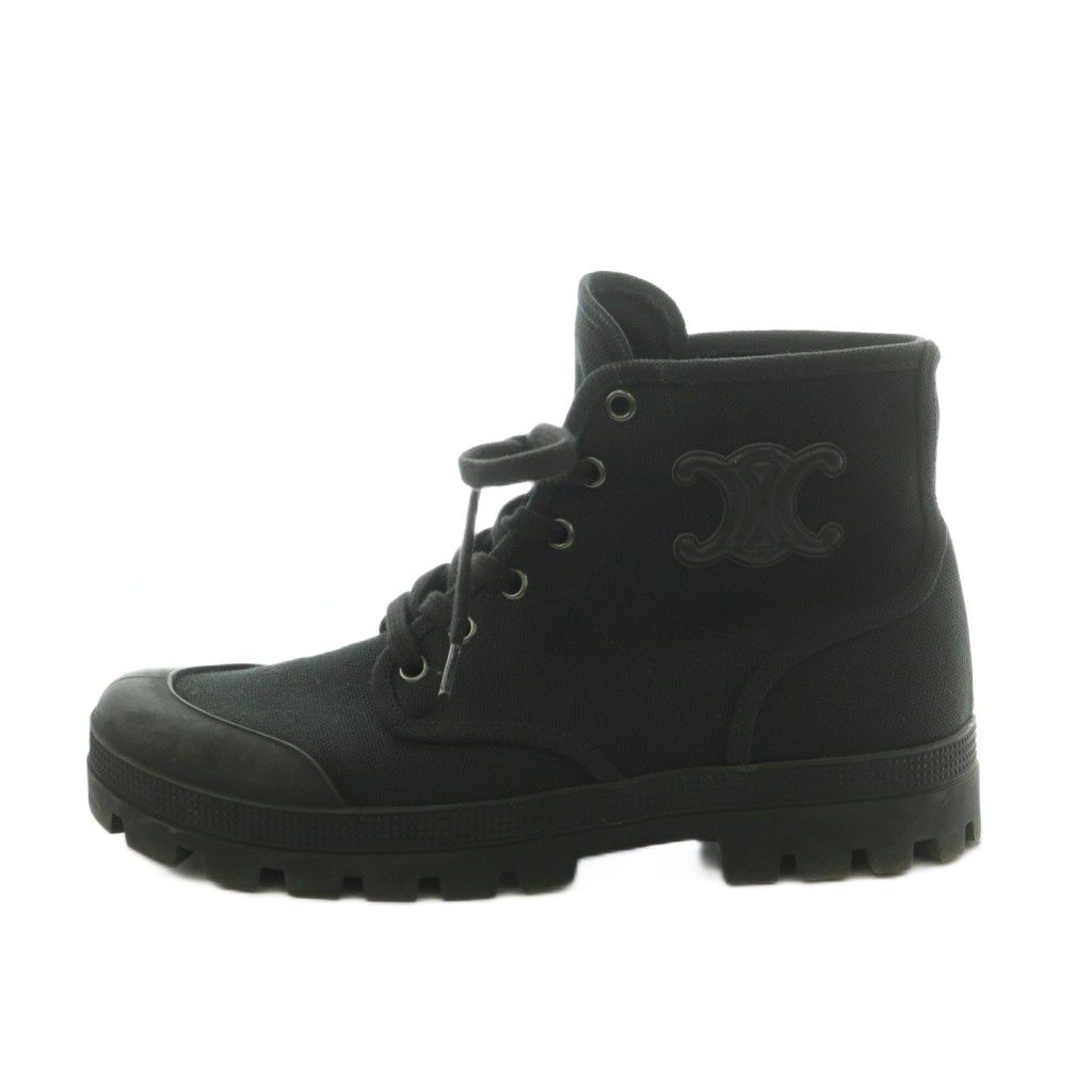 Celine Triomphe Canvas High Cut Sneakers Shoes 39 Black