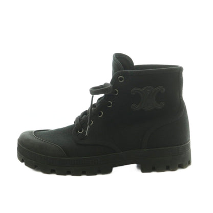Celine Triomphe Canvas High Cut Sneakers Shoes 39 Black