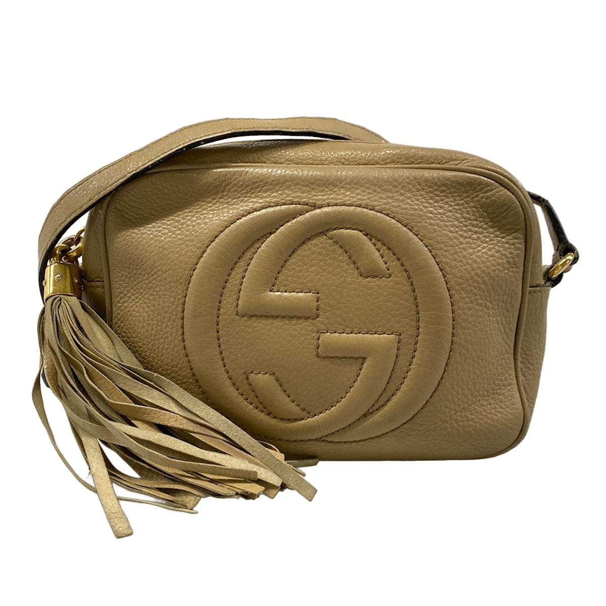 Gucci Shoulder Bag Soho Beige Tassel Leather