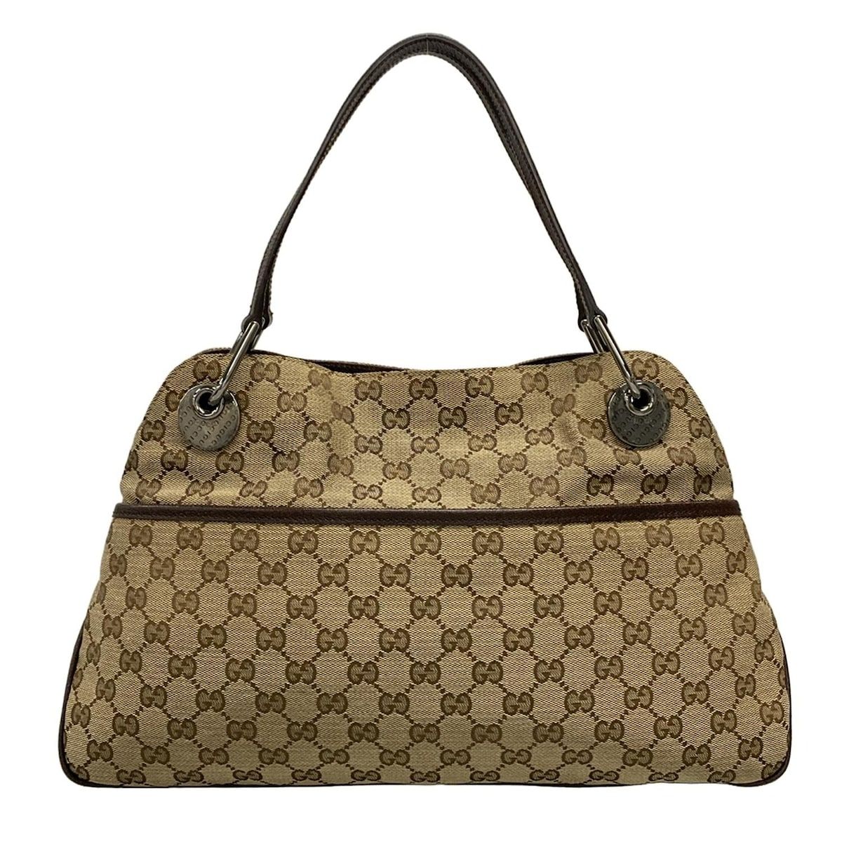 Gucci Tote Eclipse Beige Dark Brown Leather
