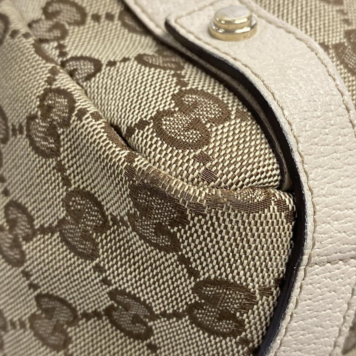 Gucci Tote Abbeygg Pattern Beige Dark Brown Ivory Leather — view 6
