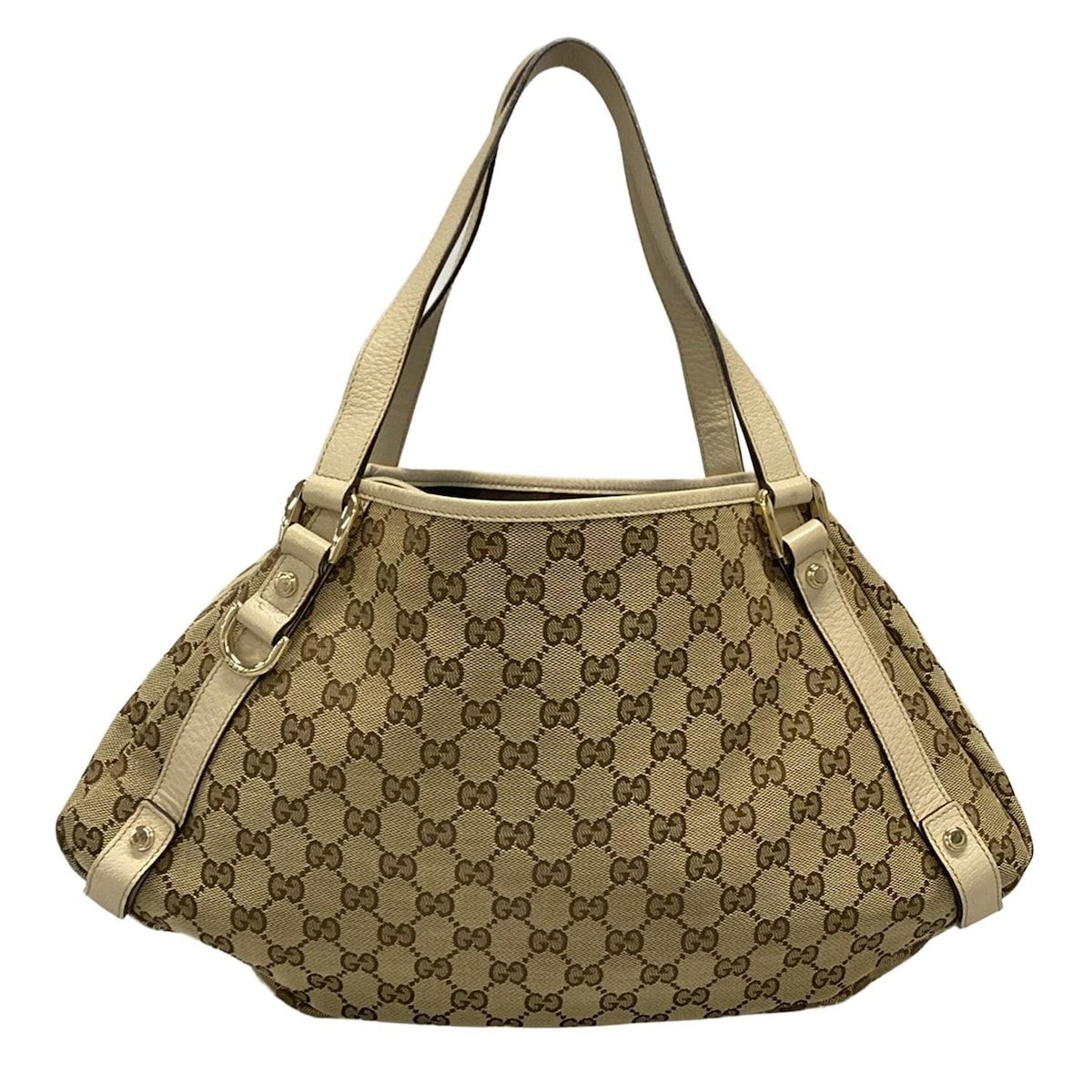 Gucci Tote Abbeygg Pattern Beige Dark Brown Ivory Leather — view 3