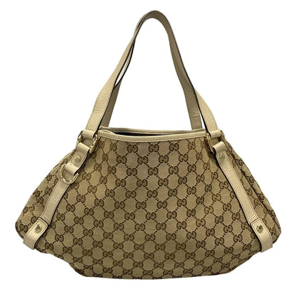 Gucci Tote Abbeygg Pattern Beige Dark Brown Ivory Leather — view 3