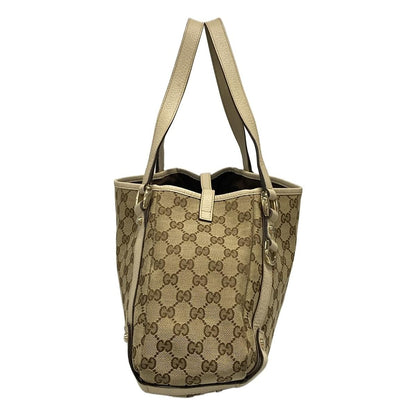 Gucci Tote Abbeygg Pattern Beige Dark Brown Ivory Leather — view 4