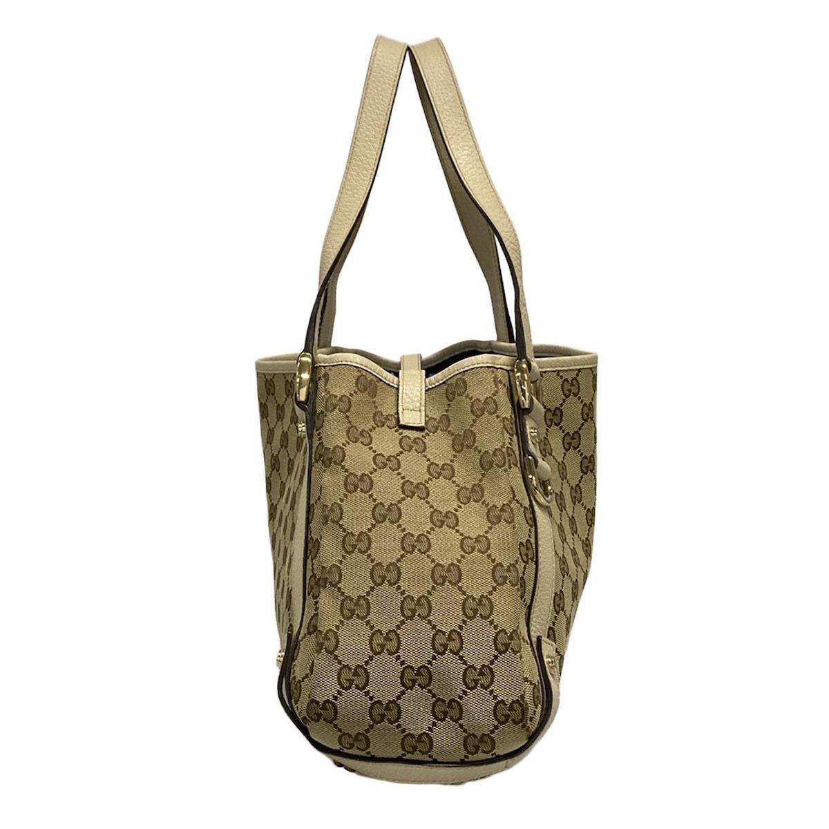 Gucci Tote Abbeygg Pattern Beige Dark Brown Ivory Leather — view 2