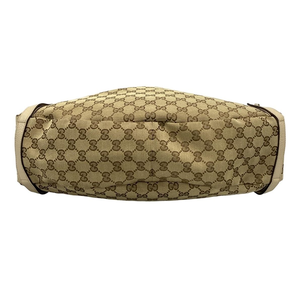 Gucci Tote Abbeygg Pattern Beige Dark Brown Ivory Leather — view 5