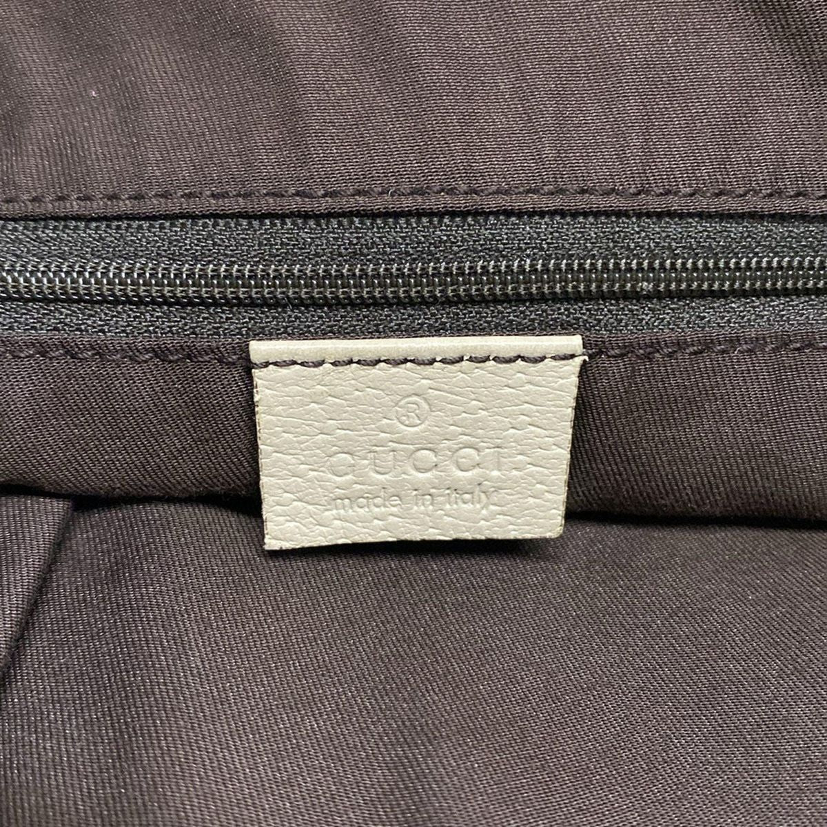 Gucci Tote Abbeygg Pattern Beige Dark Brown Ivory Leather — view 9