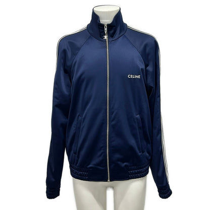 Celine Jersey Tracks Jacket Navy White Long Sleeve Zip Up Spring Autumn