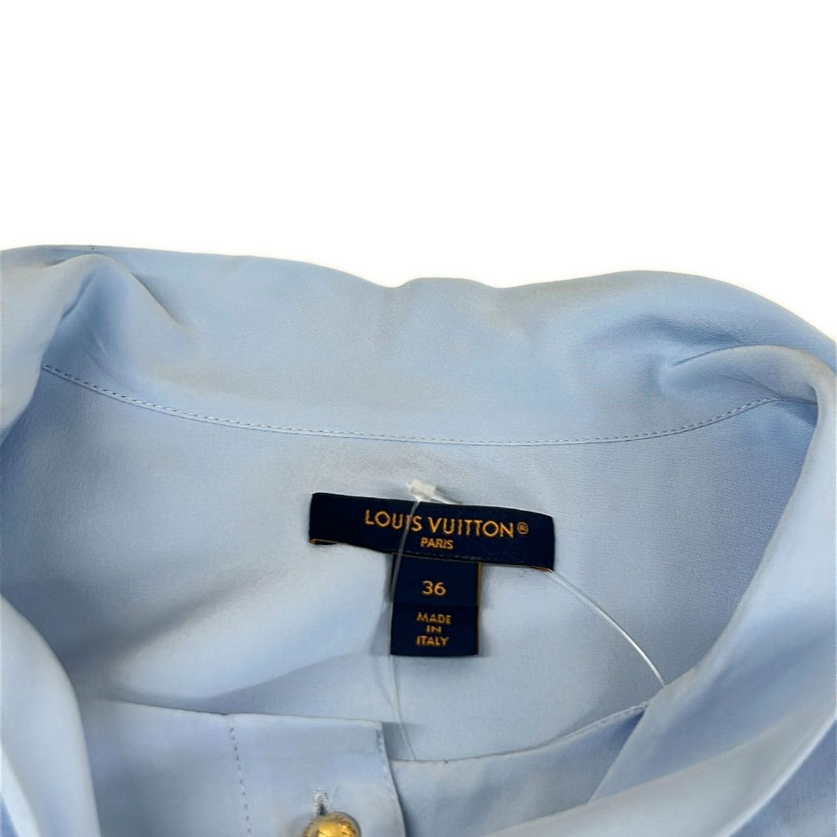 Louis Vuitton Long Sleeve Shirt Blouse 36 Lavalier Akm Ice Blue Silk — view 7