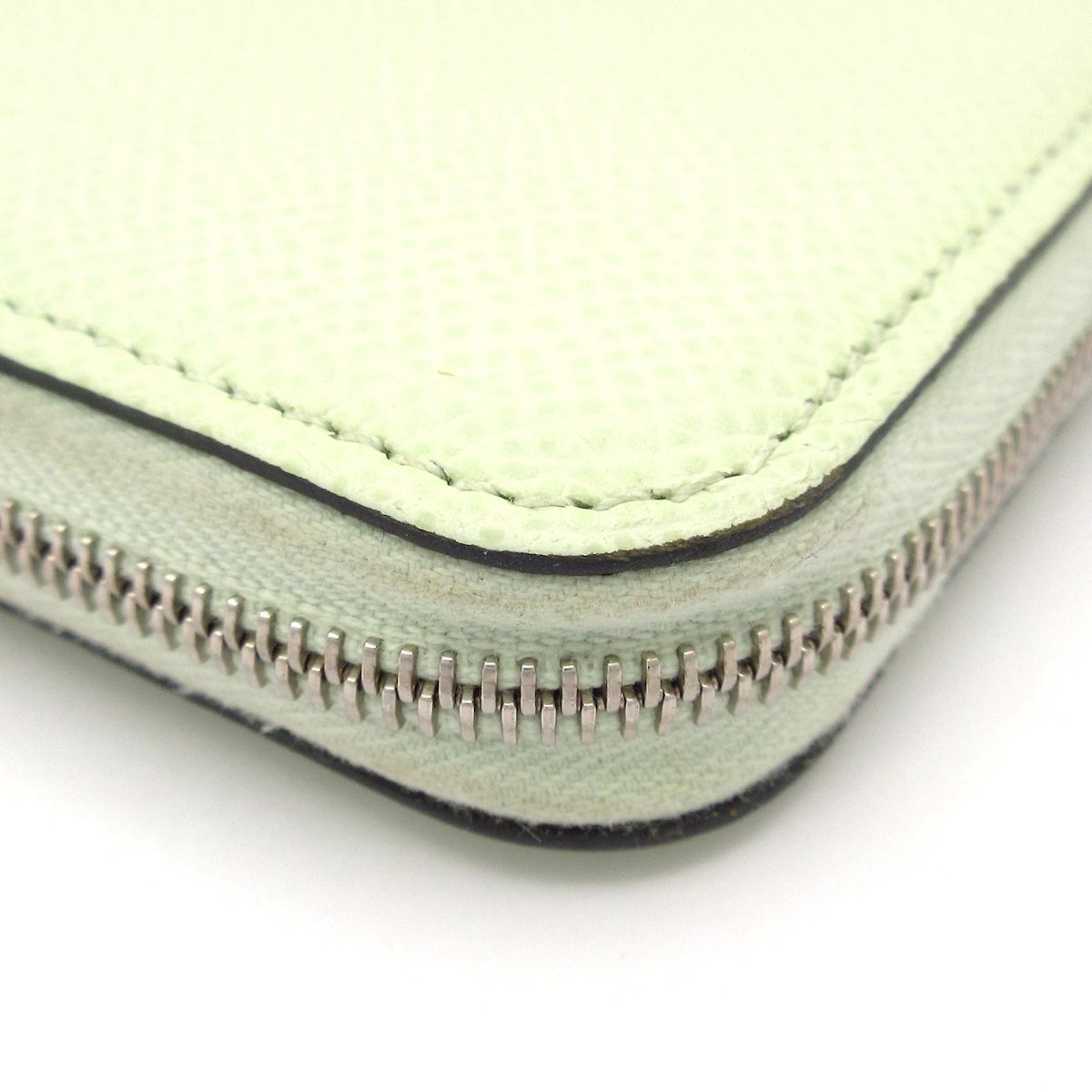 Hermes Coin Case Azap Compact Silk in Vert Fizz Zip Around Silver — view 7