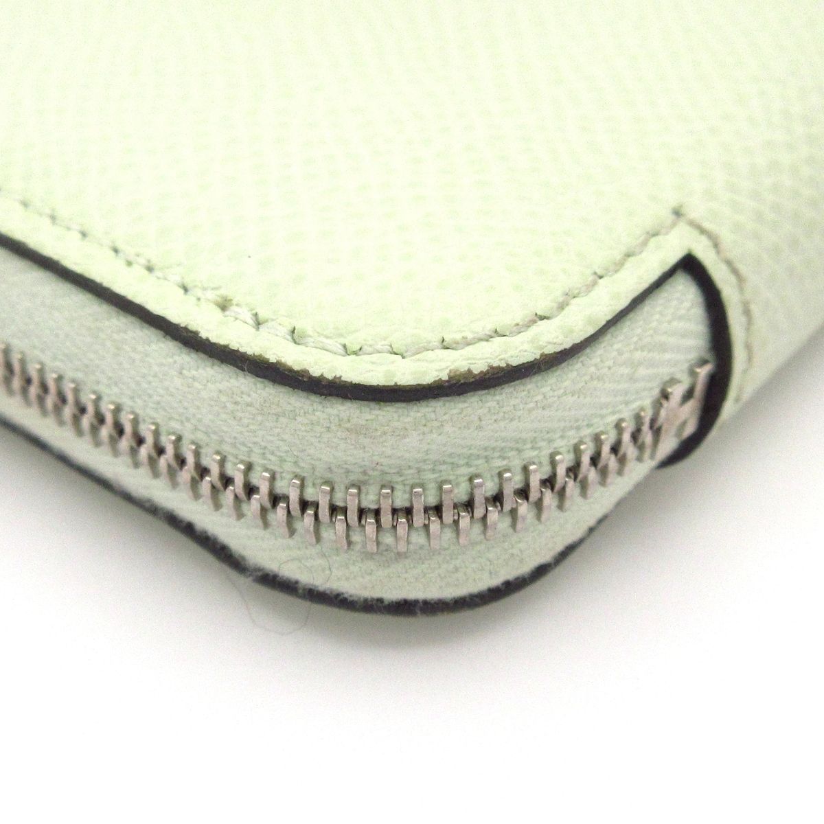 Hermes Coin Case Azap Compact Silk in Vert Fizz Zip Around Silver — view 6